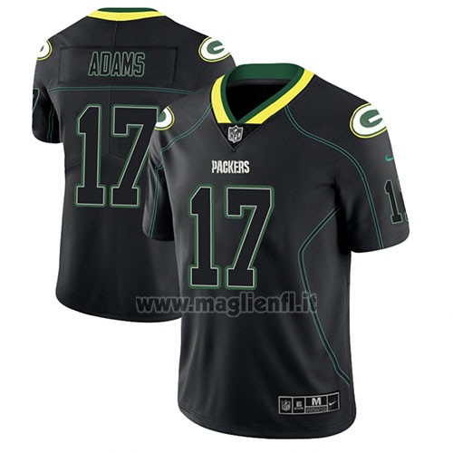 Maglia NFL Limited Green Bay Packers Davante Adams Nero Color Rush 2018 Lights Out